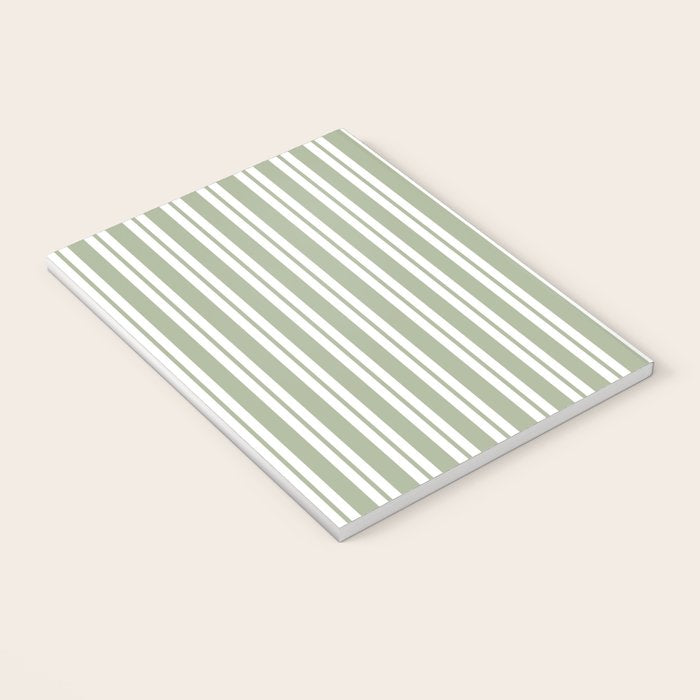 Classic Double Stripe Pattern Sage Green and White Notebook Gallery Image 3