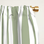 Classic Double Stripe Pattern Sage Green and White Window Curtain Gallery Image 2