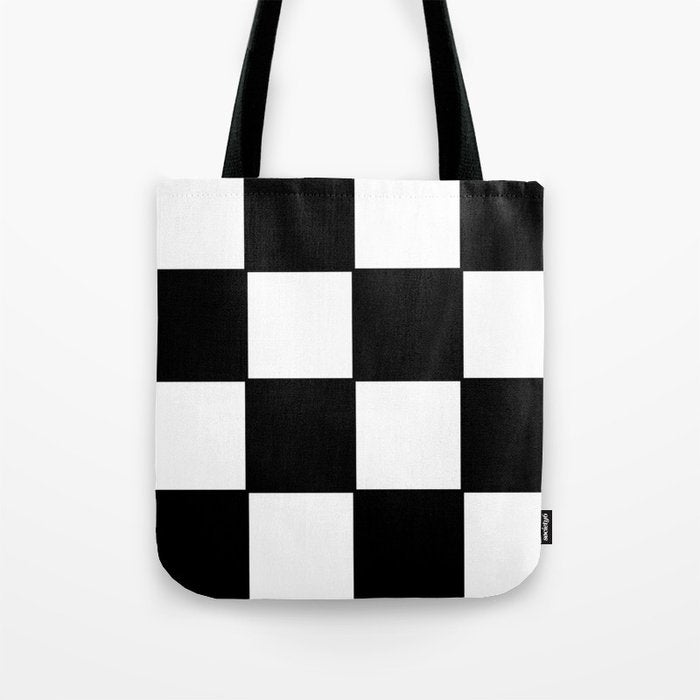 Checkered,black and white checked pattern.Gingham. Tote Bag Gallery Image 1
