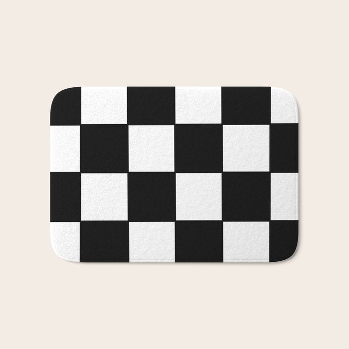 Checkered,black and white checked pattern.Gingham. Bath Mat Gallery Image 1