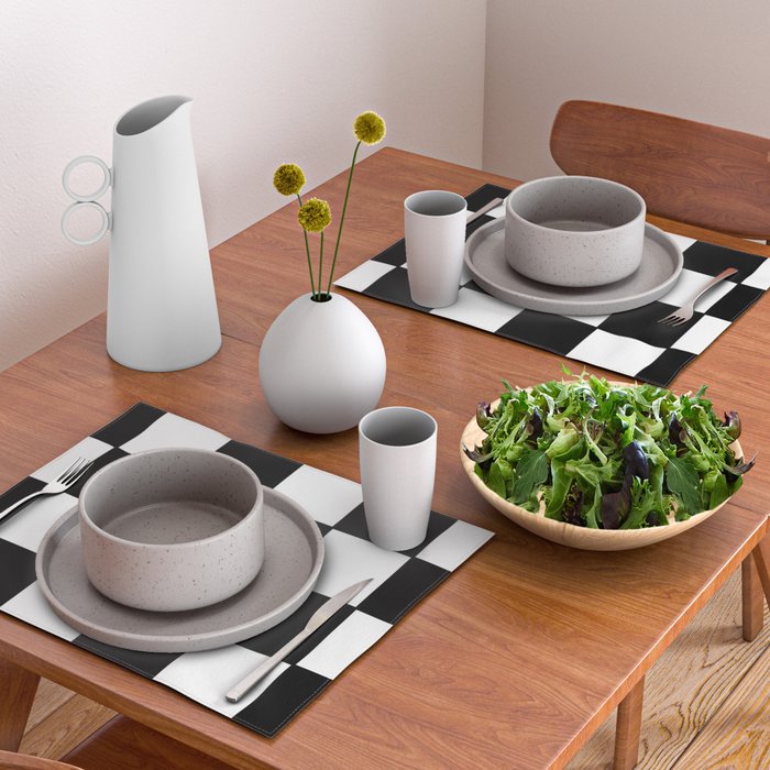 Checkered,black and white checked pattern.Gingham. Placemat Gallery Image 2