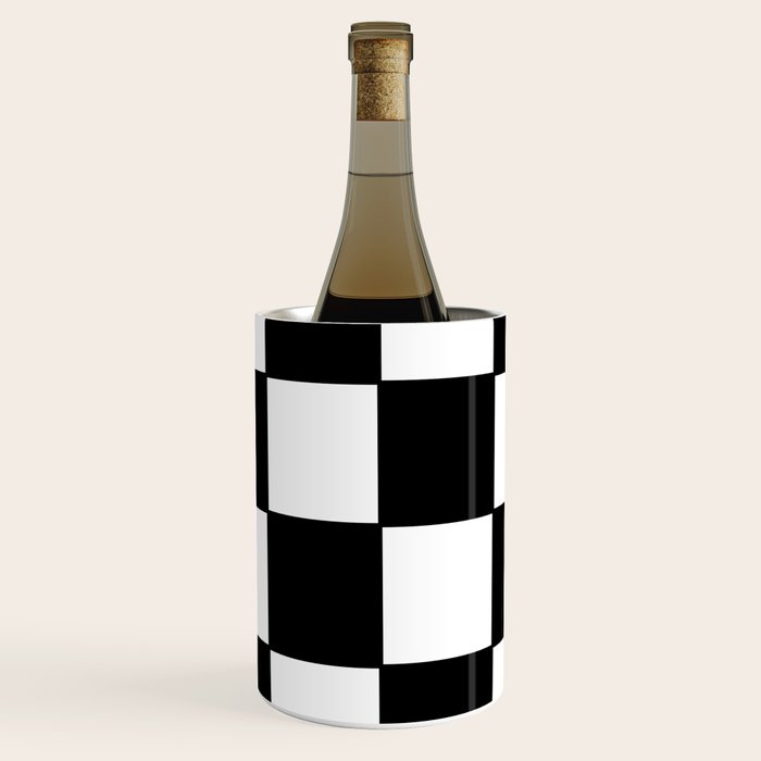 Checkered,black and white checked pattern.Gingham. Wine Chiller Gallery Image 1