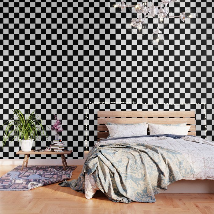 Checkered,black and white checked pattern.Gingham. Wallpaper Gallery Image 1