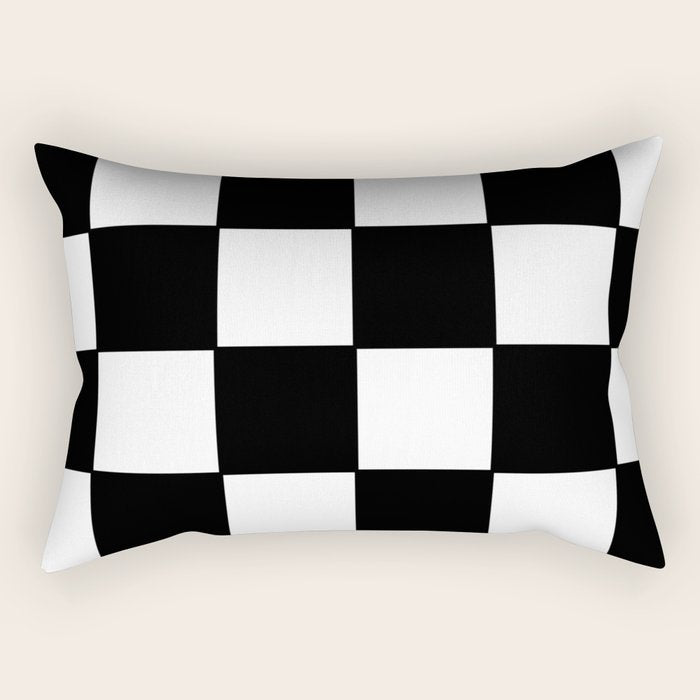 Checkered,black and white checked pattern.Gingham. Rectangular Pillow Gallery Image 1