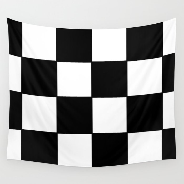 Checkered,black and white checked pattern.Gingham. Wall Tapestry Gallery Image 1
