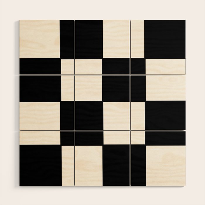 Checkered,black and white checked pattern.Gingham. Wood Wall Art Gallery Image 1