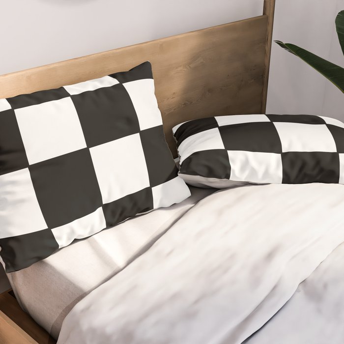 Checkered,black and white checked pattern.Gingham. Pillow Sham Gallery Image 2