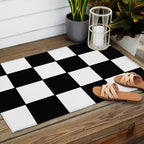Checkered,black and white checked pattern.Gingham. Outdoor Rug Gallery Image 2
