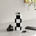 Checkered,black and white checked pattern.Gingham. Water Bottle Gallery Image 5