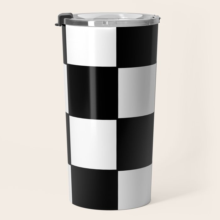 Checkered,black and white checked pattern.Gingham. Travel Mug Gallery Image 3