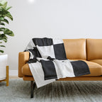 Checkered,black and white checked pattern.Gingham. Throw Blanket Gallery Image 1