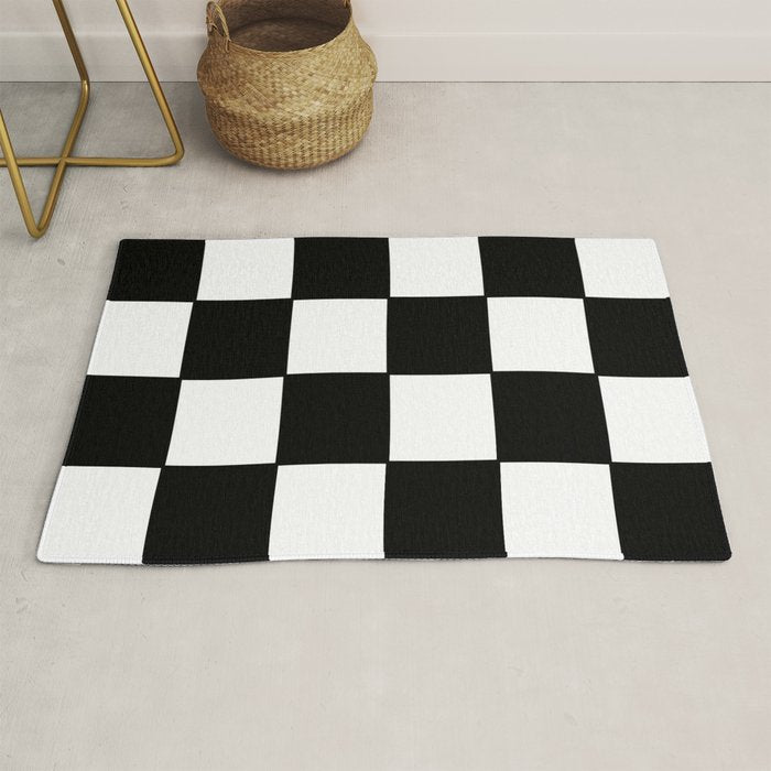 Checkered,black and white checked pattern.Gingham. Rug Gallery Image 1
