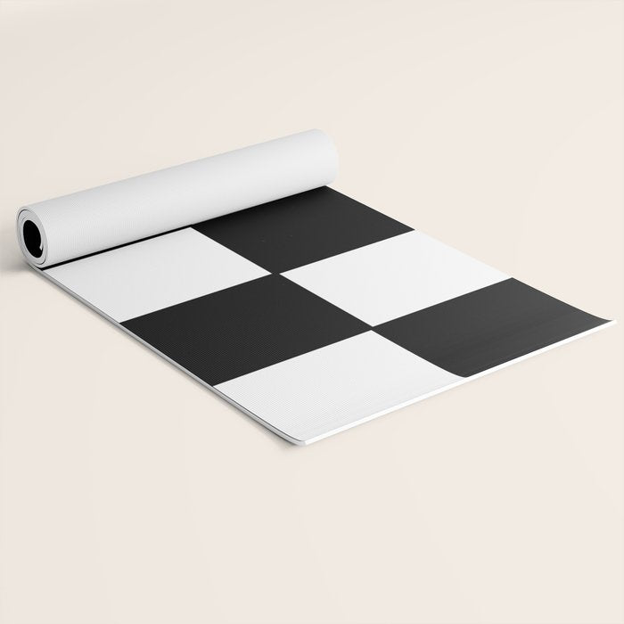 Checkered,black and white checked pattern.Gingham. Yoga Mat Gallery Image 2