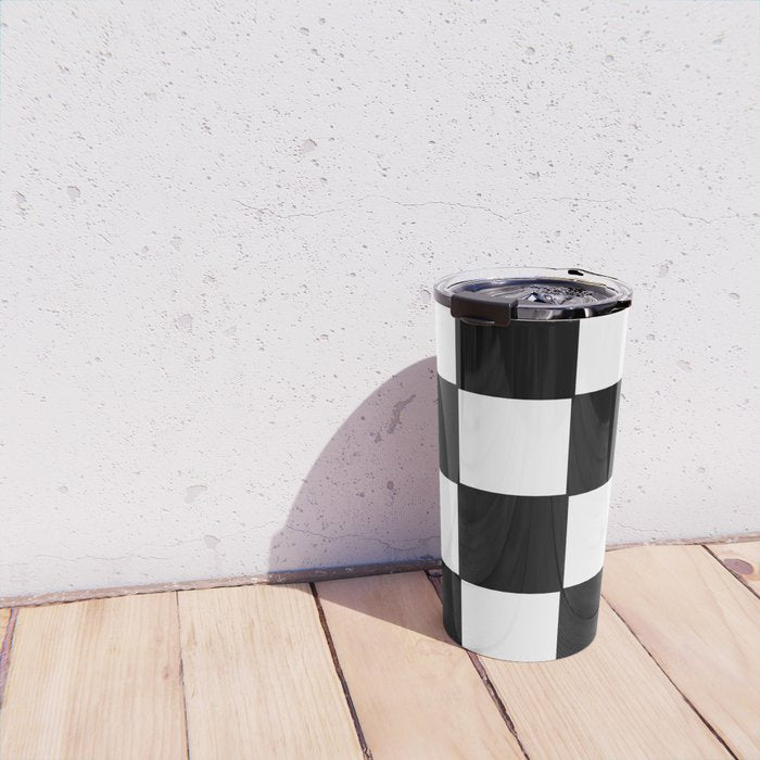 Checkered,black and white checked pattern.Gingham. Travel Mug Gallery Image 4