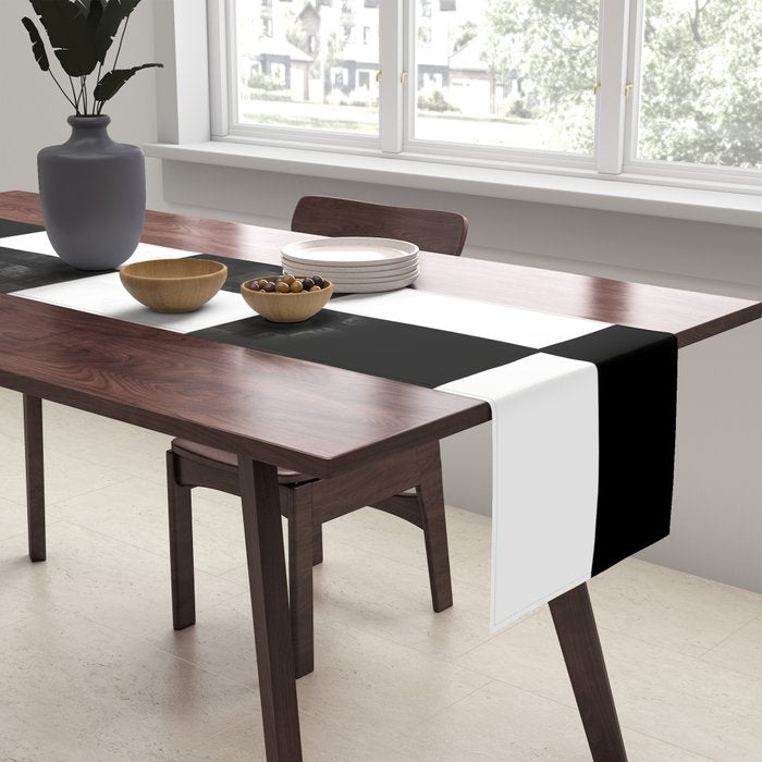 Checkered,black and white checked pattern.Gingham. Table Runner Gallery Image 2