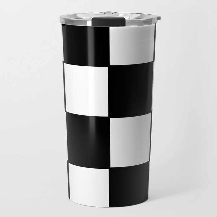 Checkered,black and white checked pattern.Gingham. Travel Mug Gallery Image 1