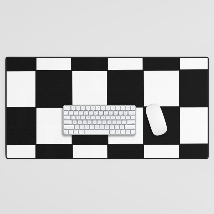 Checkered,black and white checked pattern.Gingham. Desk Mat Gallery Image 1