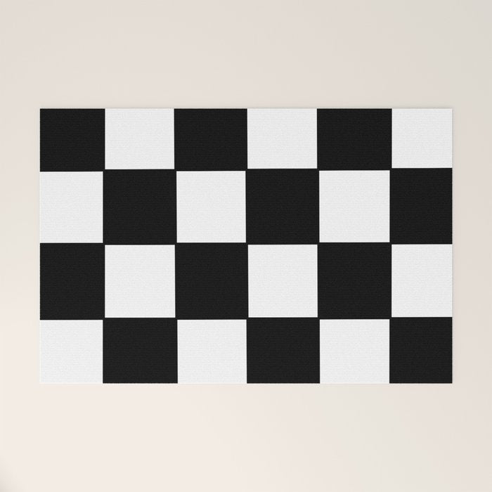 Checkered,black and white checked pattern.Gingham. Welcome Mat Gallery Image 1
