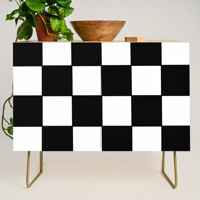 Checkered,black and white checked pattern.Gingham. Credenza Gallery Image 1