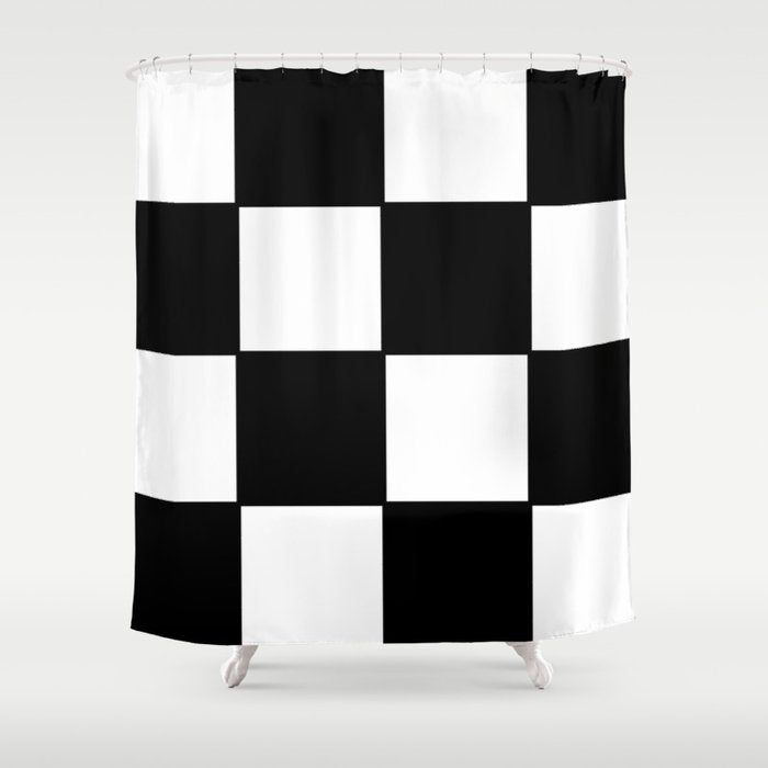 Checkered,black and white checked pattern.Gingham. Shower Curtain Gallery Image 1