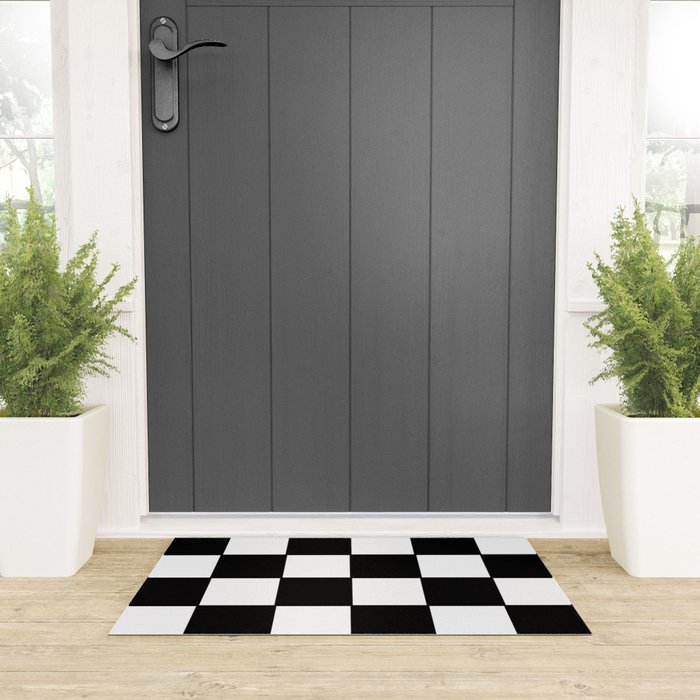 Checkered,black and white checked pattern.Gingham. Welcome Mat Gallery Image 3