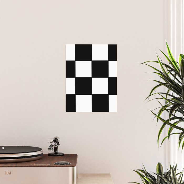 Checkered,black and white checked pattern.Gingham. Poster Gallery Image 2