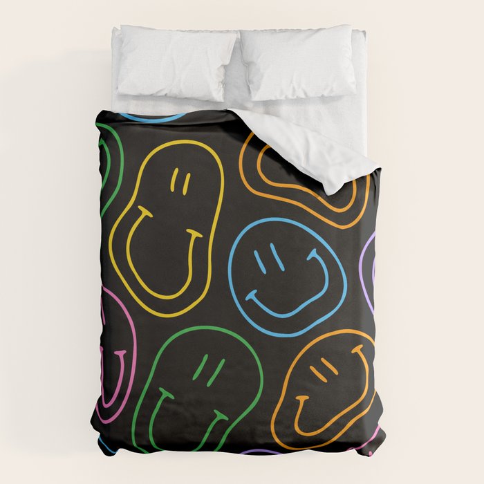 Colorful happy smiling face cartoon pattern Duvet Cover Gallery Image 1