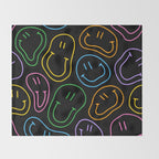 Colorful happy smiling face cartoon pattern Throw Blanket Gallery Image 2