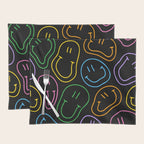 Colorful happy smiling face cartoon pattern Placemat Gallery Image 1