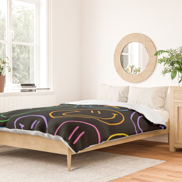 Colorful happy smiling face cartoon pattern Duvet Cover Gallery Image 2