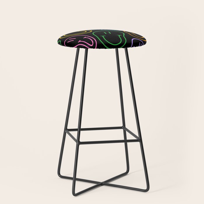 Colorful happy smiling face cartoon pattern Stool Gallery Image 1