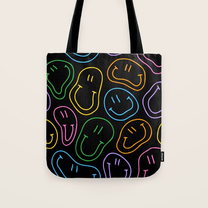 Colorful happy smiling face cartoon pattern Tote Bag Gallery Image 1