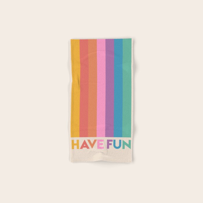Vintage Rainbow Have Fun Text Bath Towel Gallery Image 1