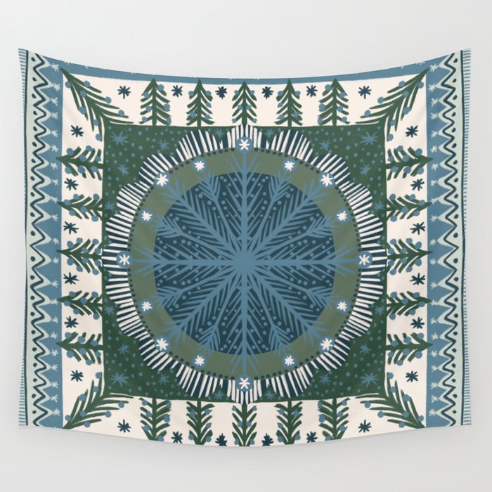 Christmas Symmetric Pattern #3 Wall Tapestry Gallery Image 1