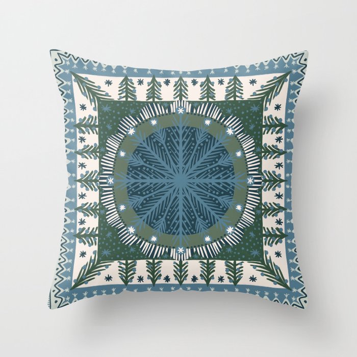 Christmas Symmetric Pattern #3 Throw Pillow Gallery Image 1