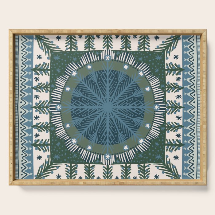 Christmas Symmetric Pattern #3 Serving Tray Gallery Image 1