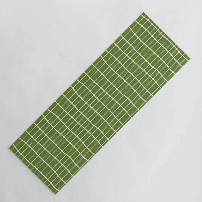 Olive Green Grid | PATTERN 05: The Retro Edition Yoga Mat Gallery Image 1