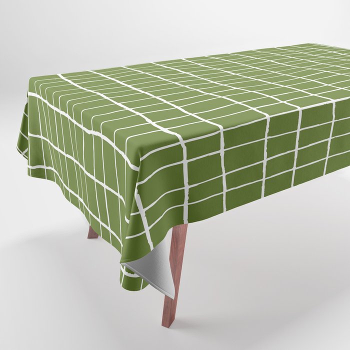 Olive Green Grid | PATTERN 05: The Retro Edition Tablecloth Gallery Image 1