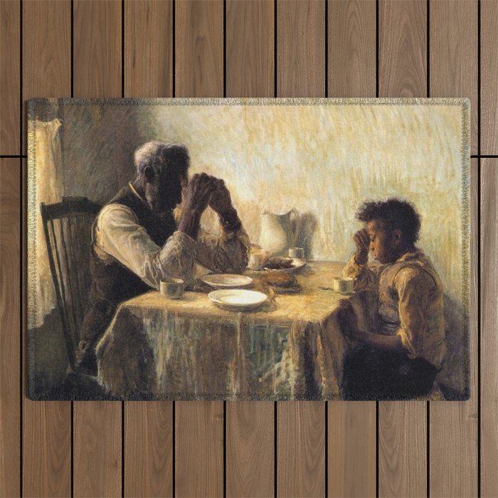 African American Masterpiece 'The Thankful Poor' by Henry Ossawa Tanner Outdoor Rug