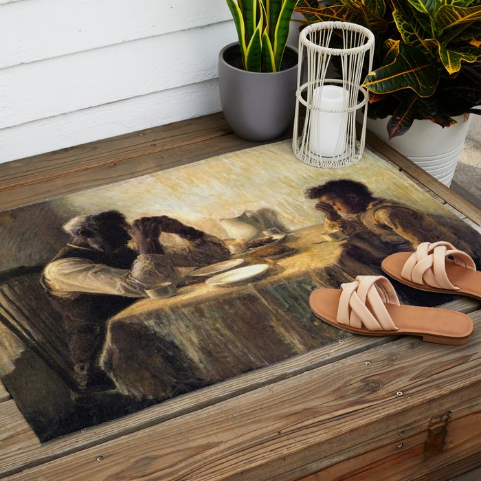 African American Masterpiece 'The Thankful Poor' by Henry Ossawa Tanner Outdoor Rug Gallery Image 2