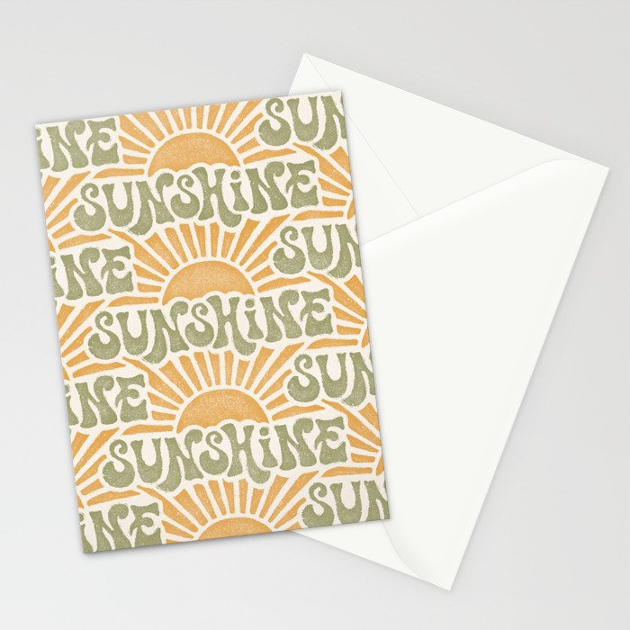 Sunshine - gold and green Stationery Card Gallery Image 2