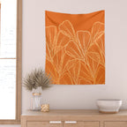 Modern Garden in Orange Wall Tapestry Gallery Image 2