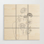 Minimal Line Art Woman with Flowers III Wood Wall Art Gallery Image 1