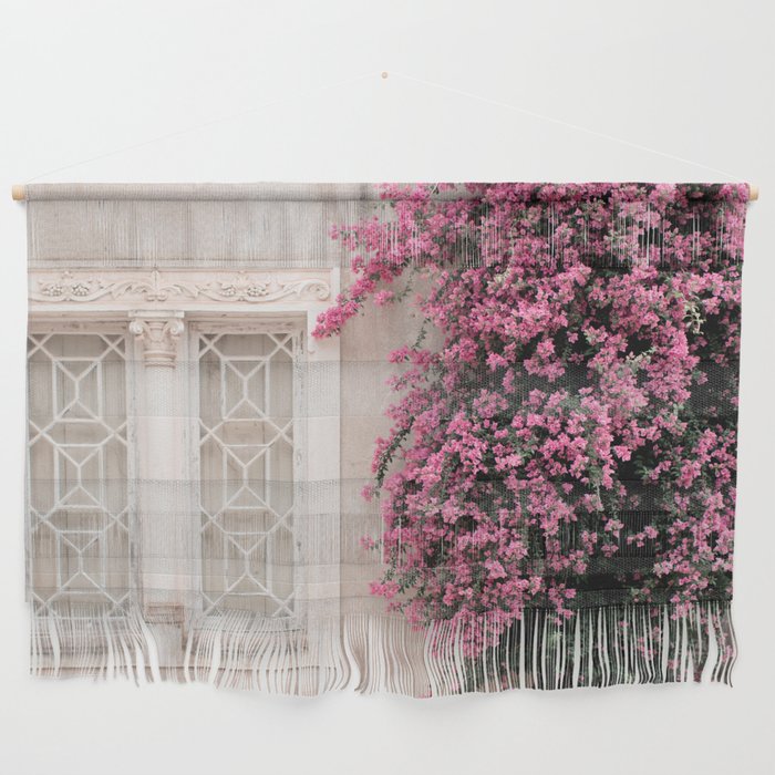 Pretty Window - Bougainvillea Flowers - Minimalist Portugal Travel Photography By Ingrid Beddoes Wall Hanging Gallery Image 1