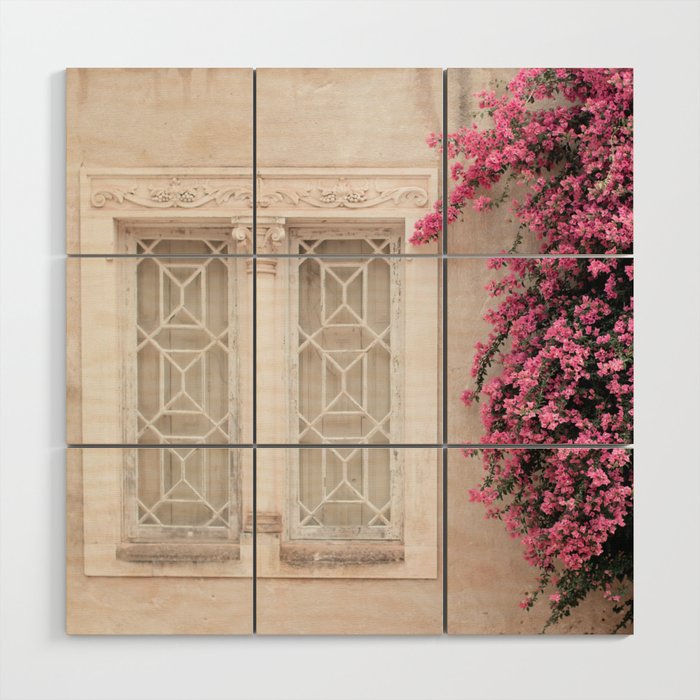 Pretty Window - Bougainvillea Flowers - Minimalist Portugal Travel Photography By Ingrid Beddoes Wood Wall Art Gallery Image 1