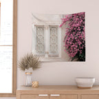 Pretty Window - Bougainvillea Flowers - Minimalist Portugal Travel Photography By Ingrid Beddoes Wall Tapestry Gallery Image 2
