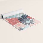 Summer Floral Garden, Coral, Teal and Blue Yoga Mat Gallery Image 2