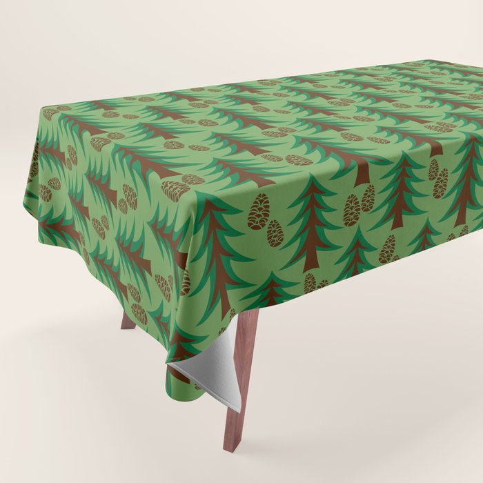 Abstract Fir Trees and Pine Cones Tablecloth Gallery Image 1