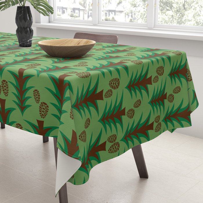 Abstract Fir Trees and Pine Cones Tablecloth Gallery Image 3