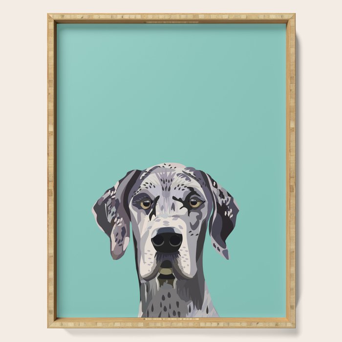 Great Dane pet portrait art print and dog gifts Serving Tray Gallery Image 1
